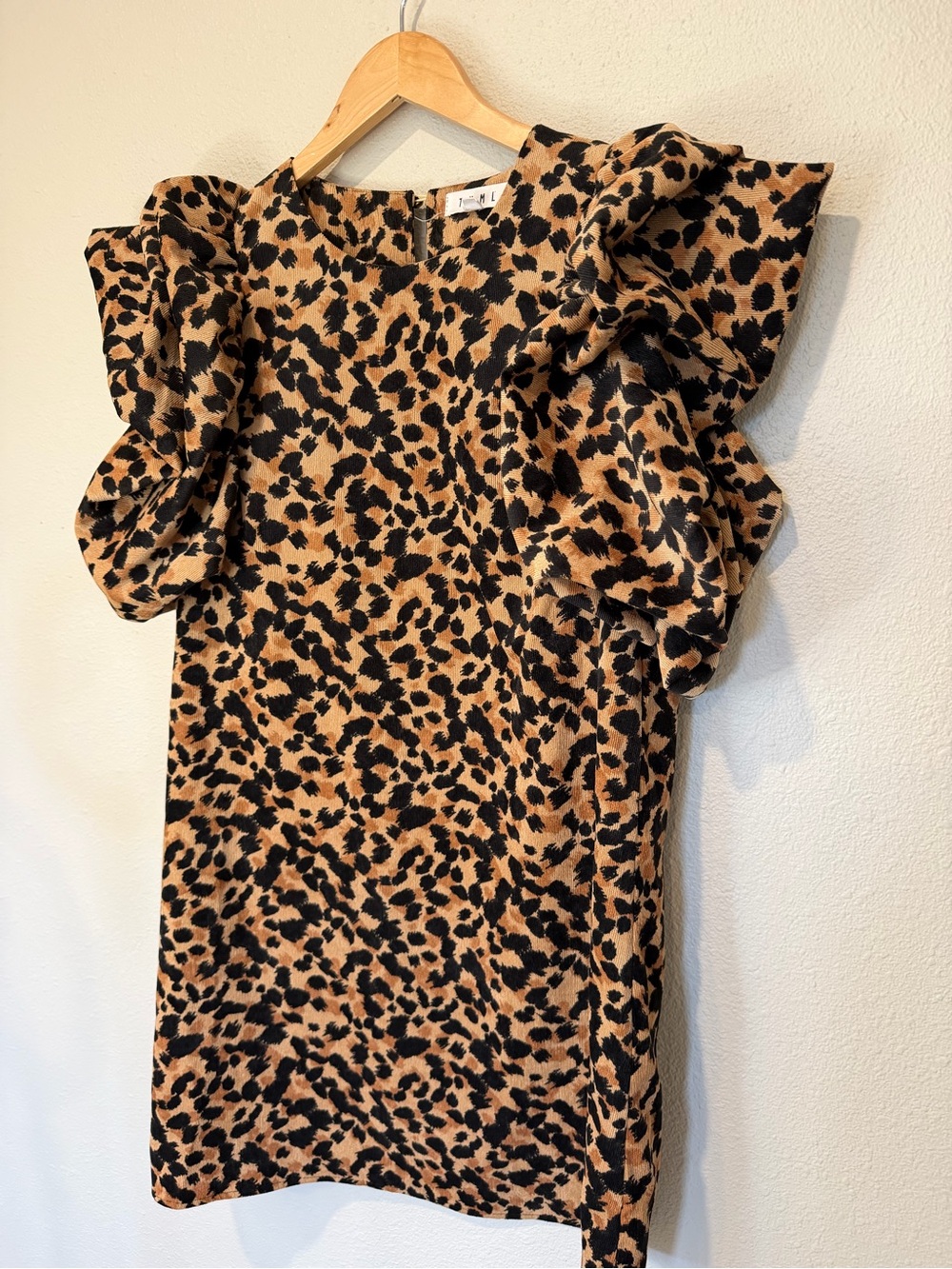 THML Leopard Print Ruffle Sleeve Shift Dress - Picture 7 of 12
